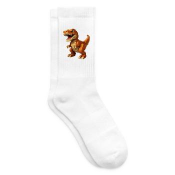 Orange Pixel-T-Rex - Tennis socks - white - Right