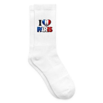 I Love Paris – Cœur tricolore et tour Eiffel - Chaussettes de tennis - blanc - Droite