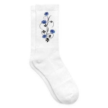 Kornblumen mit Blumen und Gräser - Tennissocken - Weiß - Rechts