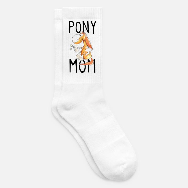 Pony Mom - Ponys - Pferd - Pferde - Fuchs - Comic - Tennissocken - Weiß