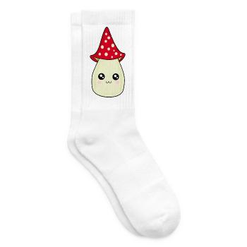 Comic Pilz Kawaii Geschenk Pilzsammler Mushroom  - Tennissocken - Weiß - Rechts