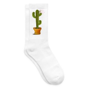 enchanting cactus in a flowerpot with flower - Tennis socks - white - Right