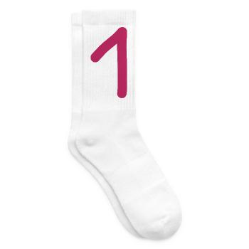 1 numéro un rose rouge anniversaire - Chaussettes de tennis - blanc - Droite