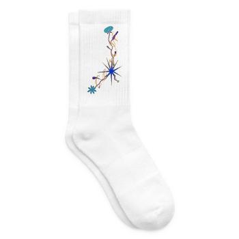 Cancer – Elegant Zodiac Sign and Flowers - Tennis socks - white - Right