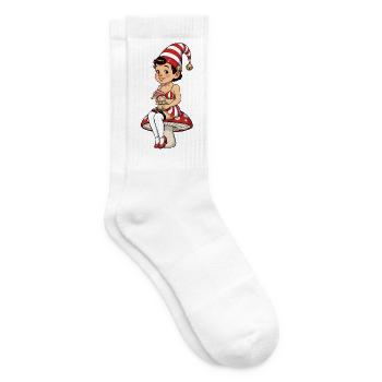 Fille lutin avec poupée bébé - Chaussettes de tennis - blanc - Droite