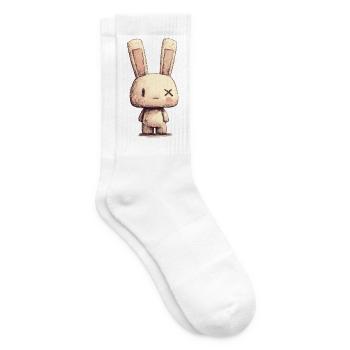 Hugging rabbit with cross eyes - Tennis socks - white - Right