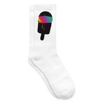 Regenbogen Eis Silhouette Street Art Style  - Tennissocken - Weiß - Rechts