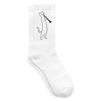 Katze spielt Klarinette - Tennissocken - Weiß - Rechts