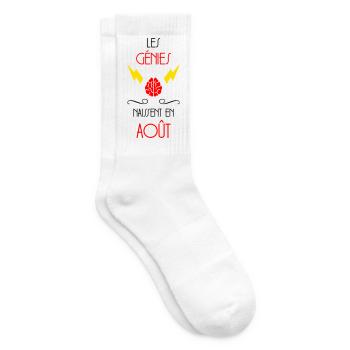 Les Génies Naissent en Août Humour Anniversaire - Chaussettes de tennis - blanc - Droite