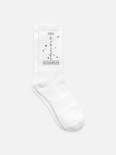 Aquarius - Wassermann Sternzeichen - schwarz - Tennissocken - Weiß