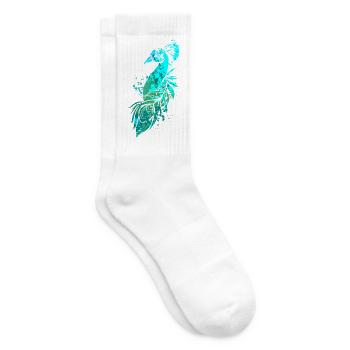 Splash Art Blue Peacock - Tennis socks - white - Right