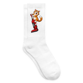 Katze gegen den Staubsauger - Tennissocken - Weiß - Rechts