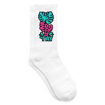 Vacay Vibes Schriftzug Grafik - Tennissocken - Weiß - Rechts