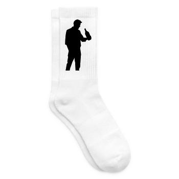 Mann mit Flasche im Profil Silhouette - Tennissocken - Weiß - Rechts