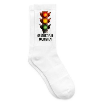 Grün ist für Touristen – Lustige Ampel - Tennissocken - Weiß - Rechts