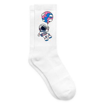 Astronaut Planet Luftballon Weltraum Vektor Shirt - Tennissocken - Weiß - Rechts