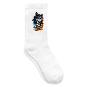 Stay Wild Wolf mit Sonnenbrille - Tennissocken - Weiß - Rechts