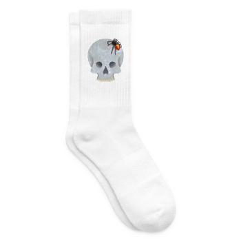 Schädel mit Spinne - Tennissocken - Weiß - Rechts