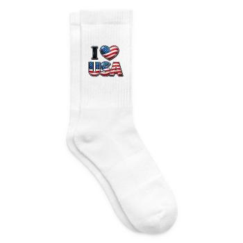 I Love USA – Message patriotique emblème drapeau - Chaussettes de tennis - blanc - Droite