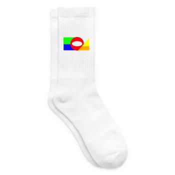 Neon Geometrie Farbblock Komposition - Tennissocken - Weiß - Rechts