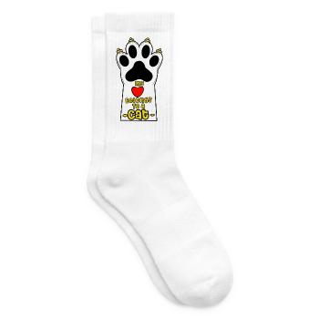 Katzenliebhaber Handdesign mit Herz - Tennissocken - Weiß - Rechts