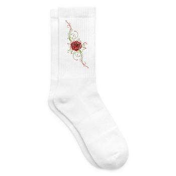 Filigranes Tribal mit Rosenblüte, rose - Tennissocken - Weiß - Rechts
