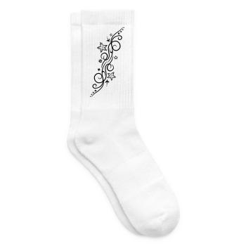 Tattoo ornament with flowers and stars. - Tennis socks - white - Right