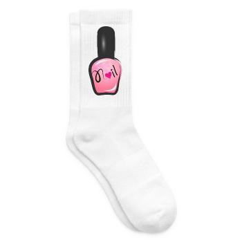 pink nail polish in graffiti style with heart - Tennis socks - white - Right