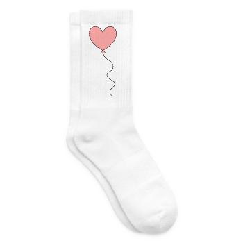 pink heart pink red hearts gift Valentine's Day - Tennis socks - white - Right