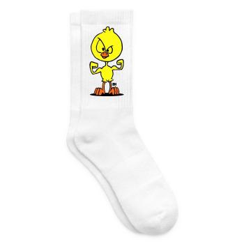 Defiant Duck Cartoon Illustration - Tennis socks - white - Right