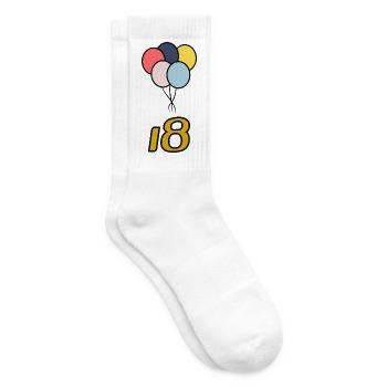 18. 18 YEARS OLD. 18th ANNIVERSARY. 18 BIRTHDAY. - Tennis socks - white - Right