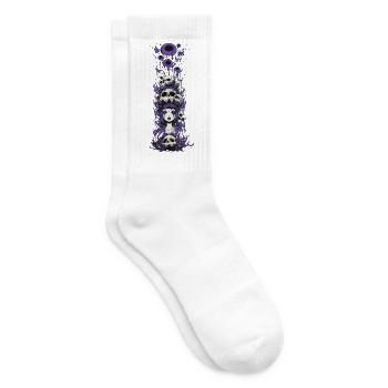 Psychodelic Skull Girl - Tennis socks - white - Right