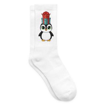 Lustiger Pinguin Weihnachten Geschenke Balancieren - Tennissocken - Weiß - Rechts