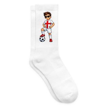 Fußball Junge England Fan Englische Flagge - Tennissocken - Weiß - Rechts