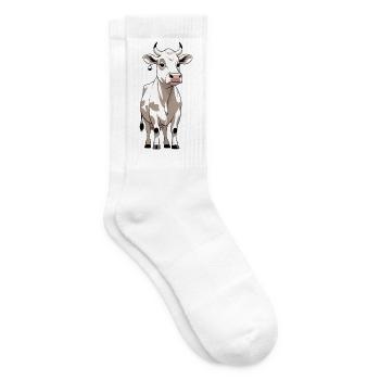 Cow with Bell – Farmer's Magic - Tennis socks - white - Right