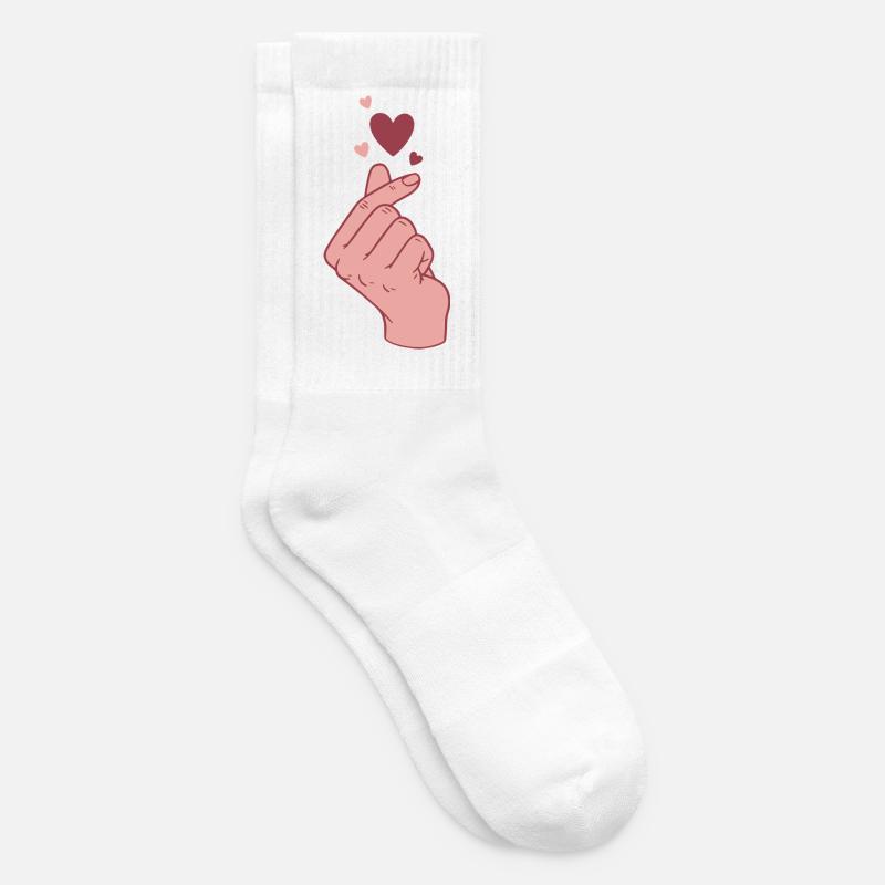 Kpop Cœur de doigt Coréen Pop Amour mignon Coréen - Chaussettes de tennis - blanc