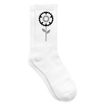 Kettenblatt Blüte – Fahrrad Blume - Tennissocken - Weiß - Rechts