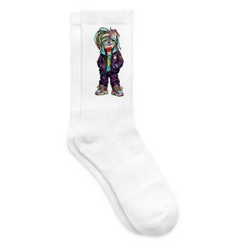 Bunter Street-Tron Charakter - Tennissocken - Weiß - Rechts