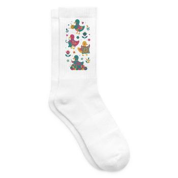 Lustige Enten für Häkelliebhaber und Garn - Tennissocken - Weiß - Rechts
