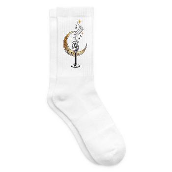Vintage Mikrofon mit Mondsichel – Musik - Tennissocken - Weiß - Rechts