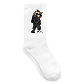 Cool gangster raccoon in streetwear style - Tennis socks - white - Right
