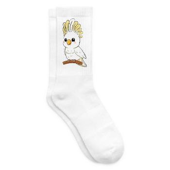 Niedlicher gelb weißer Kakadu auf Ast - Tennissocken - Weiß - Rechts