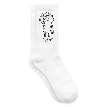 Verwirrter Frosch der sich am Kopf kratzt - Tennissocken - Weiß - Rechts