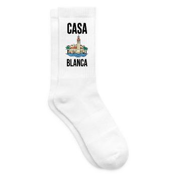 Casa Blanca – Hassan-II-Moschee-Typografie - Tennissocken - Weiß - Rechts