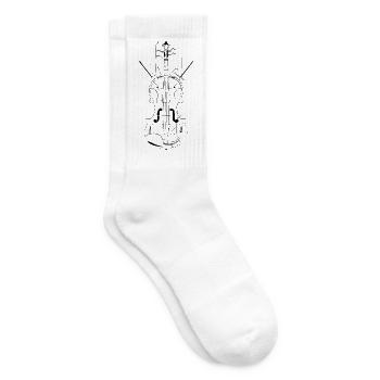 Geige Zeichnung - Tennissocken - Weiß - Rechts