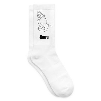 Amen – Betende Hände | Christliches Glaubensmotiv - Tennissocken - Weiß - Rechts