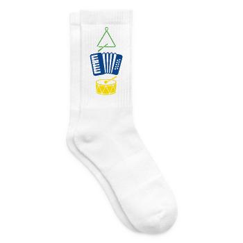 Forro Instrumente – Triangel, Sanfona & Zabumba - Tennissocken - Weiß - Rechts