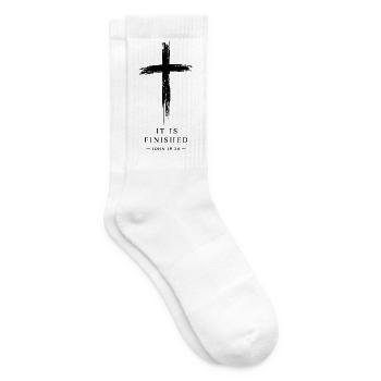 Es ist vollendet Kreuz - Tennissocken - Weiß - Rechts