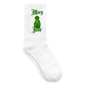 Vintage Mary Jane — 4:20 Gothic Cannabis Ritual - Tennissocken - Weiß - Rechts