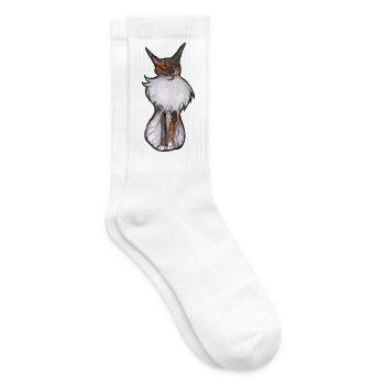 Verspieltes Calico-Katzenporträt - Tennissocken - Weiß - Rechts